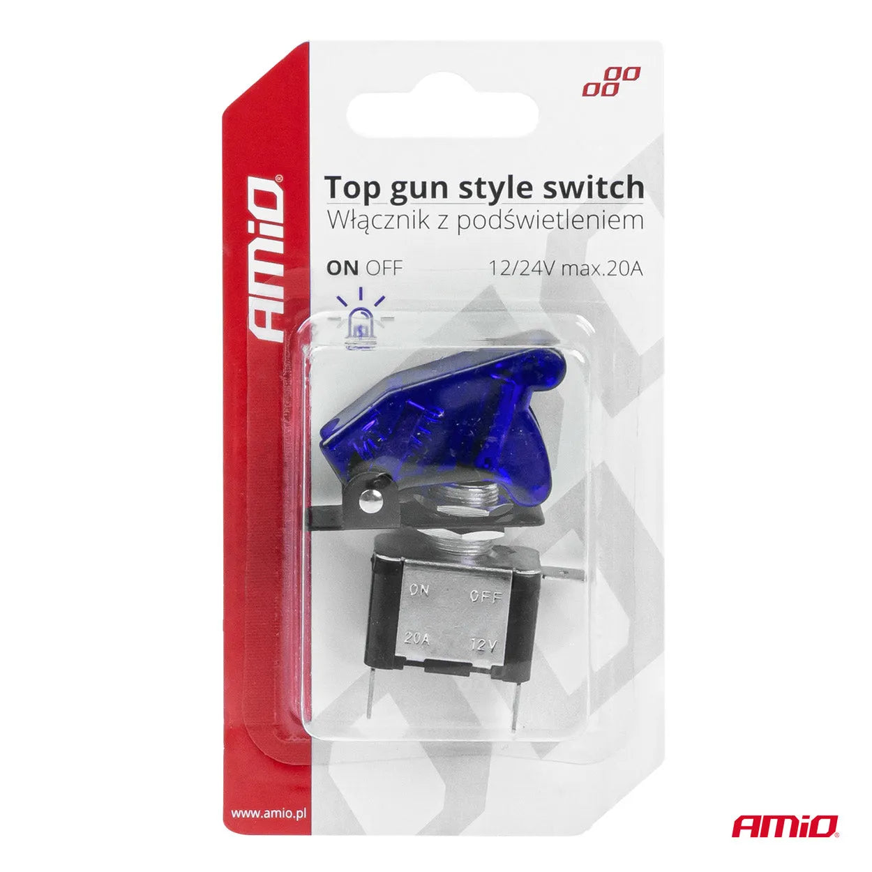 Top gun switch with blue light