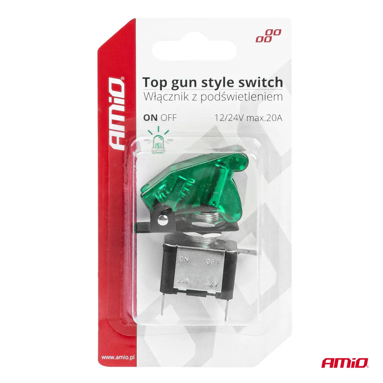 Top gun switch with green light