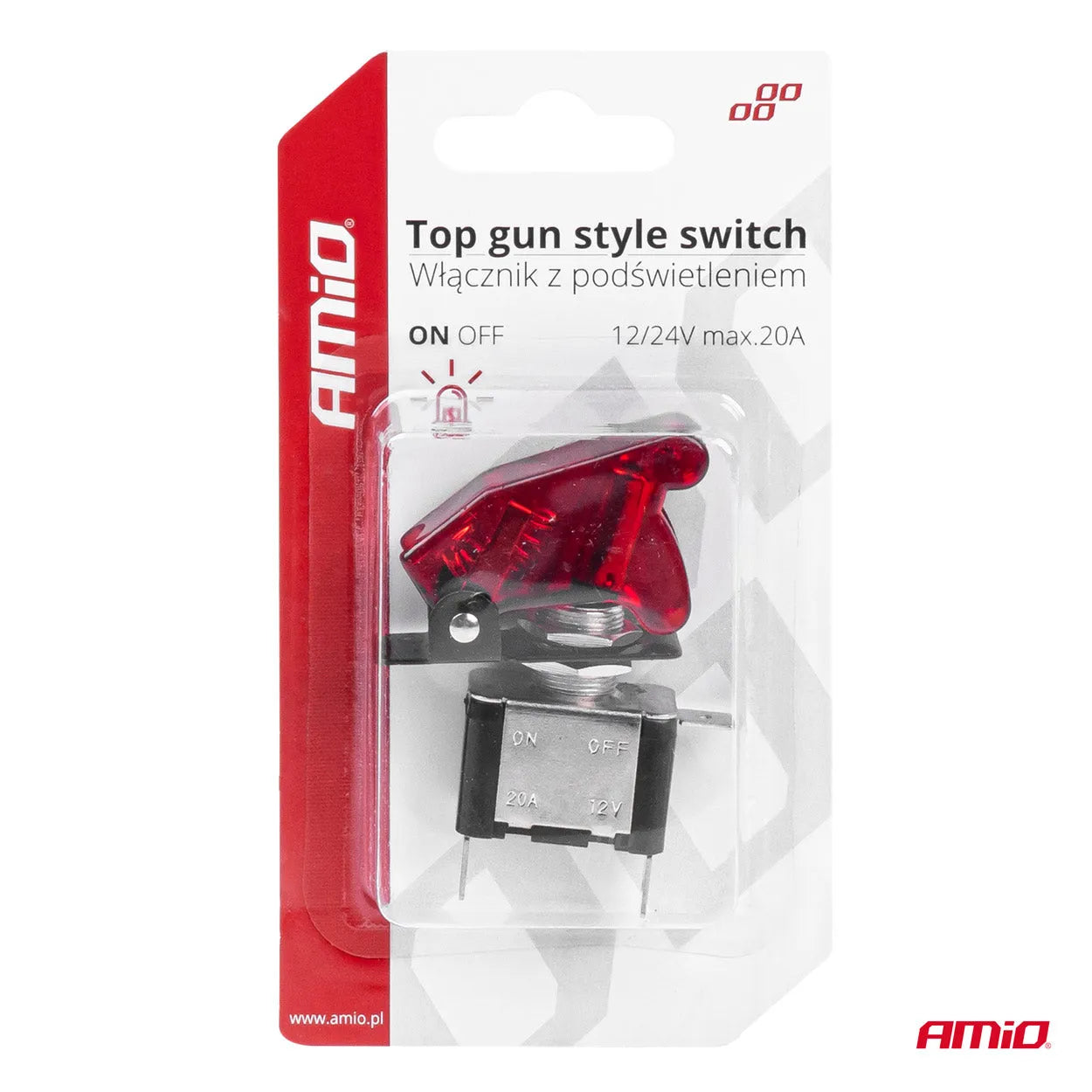 Top gun switch with red light