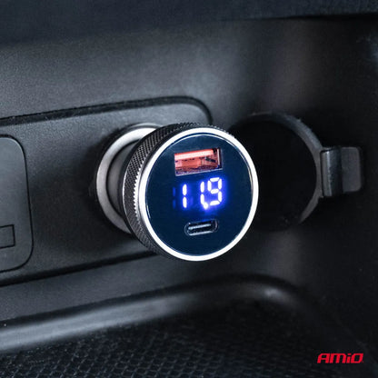 USB charger with voltometer 38W PCH PRO-06 USB+USB-C 12/24V