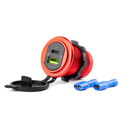 Waterproof phone charger USB+USB-C 12/24V MOD-09