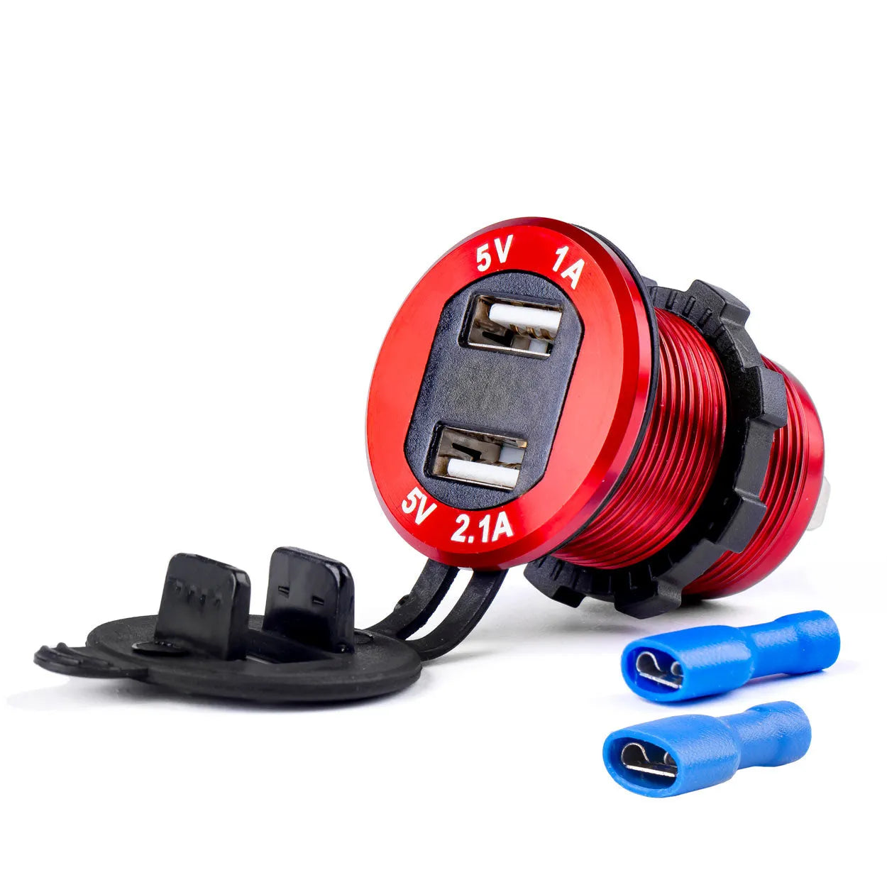 Waterproof phone charger with digital voltometer 2xUSB 12/24V MOD-11