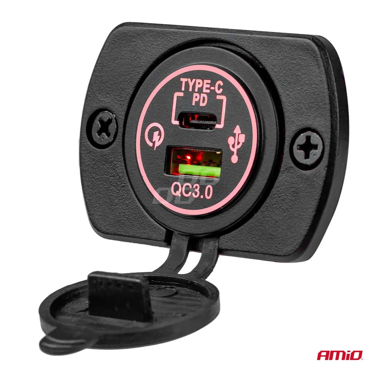 Waterproof phone charger with digital voltometer 2xUSB 12/24V MOD-11