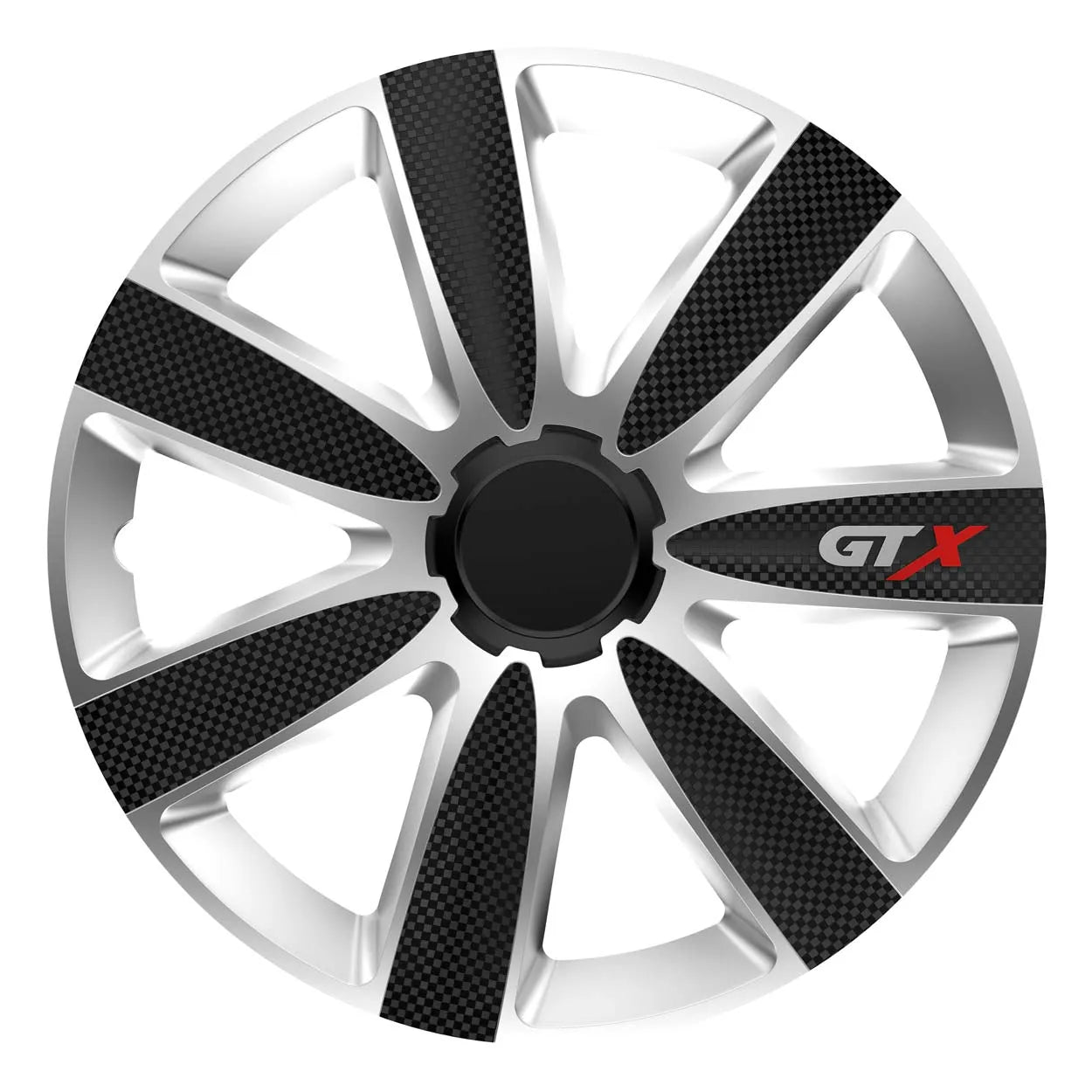 Wheel cover GTX Carbon black & silver 15", Wheels Set (4 pcs)
